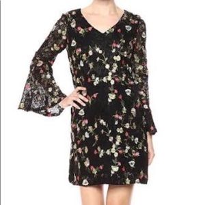 Tahari Black Lace Embroidered Dress